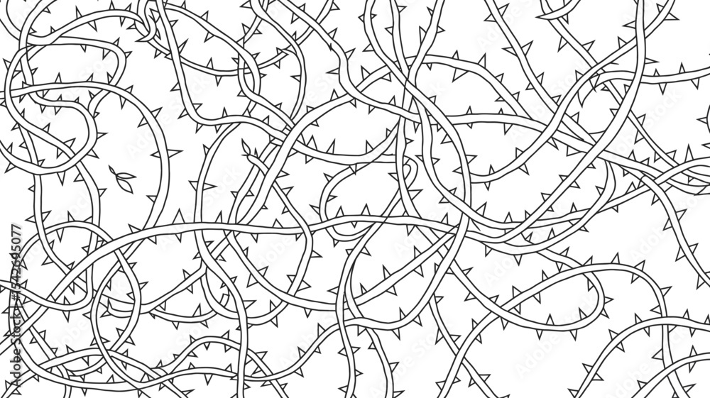 Poster thorny vines seamless pattern background vector illustration for design and creative projects art ed