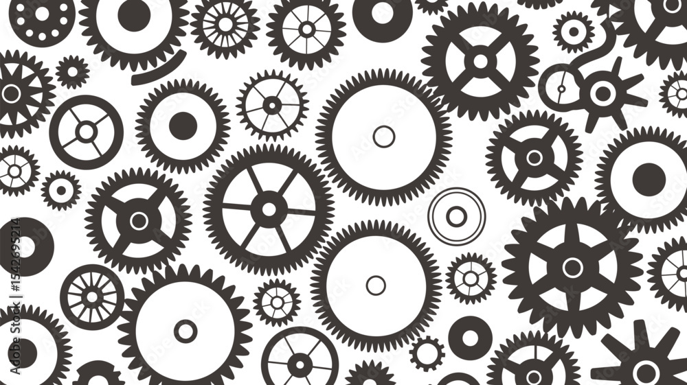 Poster gears and cogs vector background seamless pattern mechanical engineering design technology wheel sys