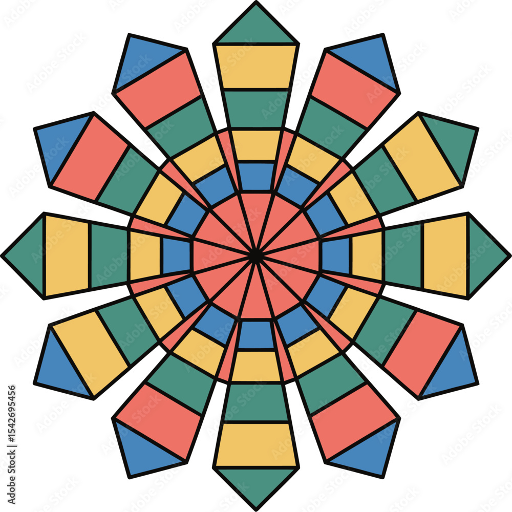 Poster geometric kaleidoscope pattern abstract design vector illustration colorful shapes symmetrical art d