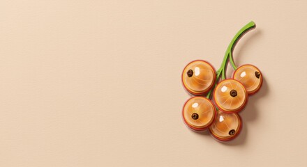 Close-up of fresh orange currants on a beige background with soft lighting