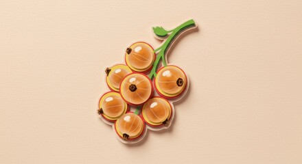 Close up view of fresh ripe orange currant berries on beige background with shadow