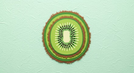 Close up view of a fresh sliced kiwi fruit showing detailed texture and seeds