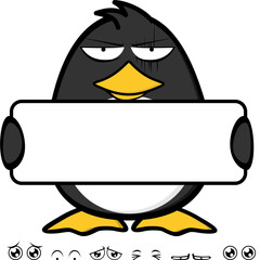 penguin character cartoon expressions pack collection in vector art