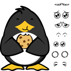 penguin character cartoon expressions pack collection in vector art