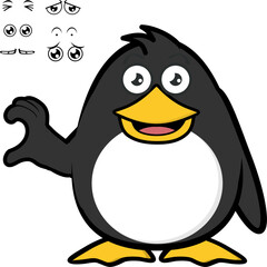 penguin character cartoon expressions pack collection in vector art