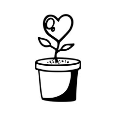 love plant in pot vector icon
