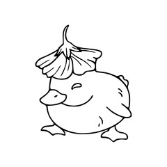 cute cartoon duck with leaf hat