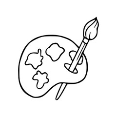 paint palette and brush drawing