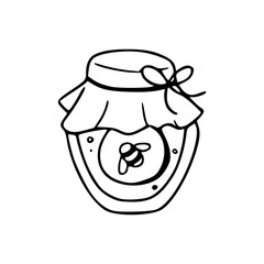 homemade jam jar with fabric cover outline