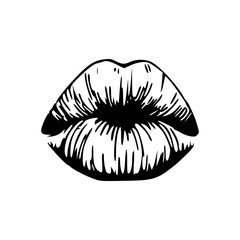 stylized kissing lips graphic