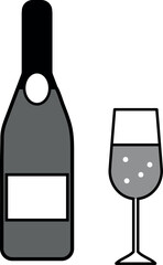 ワインまたはシャンパンのお酒のアイコンベクター