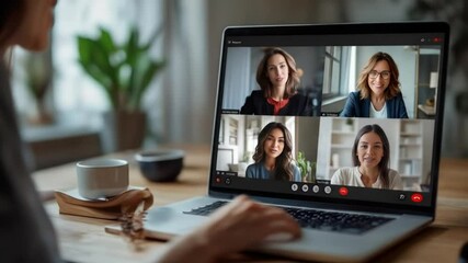 Female Professional on Video Call Collaborating with Diverse Colleagues - Powered by Adobe