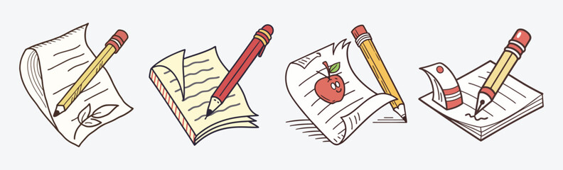 Pencil and Paper Hand-Drawn Style for Education and Writing Concepts vector.
