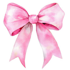 Watercolor clipart of pink bow 