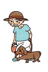 真夏の犬の散歩