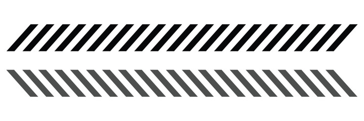Slash line. Border with diagonal lines. Angle of tilt stripes. Black pattern of footer isolated vector on white background. Vector Illustration .  