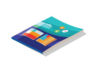 Modern brochure design template isometric view isolated on white background
