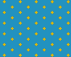 Seamless Simple Yellow Flower Pattern on Blue Background