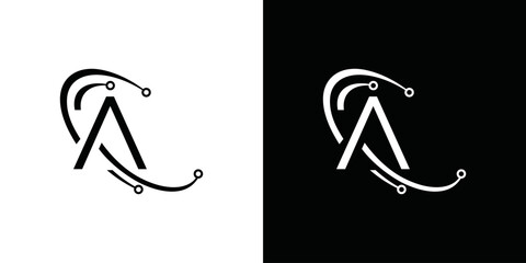 simple vector logo initial A and star