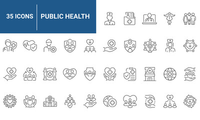 Public Health Web Icon Set in Line Style. for web and mobile app. editable stroke. vector illustration 
