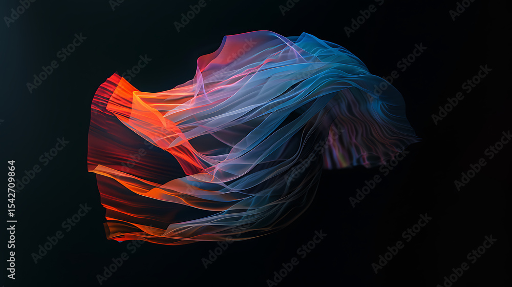 Poster abstract flowing lines of red orange and blue create a dynamic and vibrant design against a dark bac