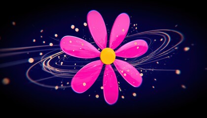 Pink flower in a swirling, starry background
