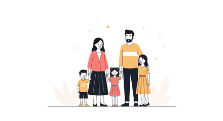 Illustrated Family Portrait: Togetherness and Unity