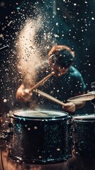Drummer Amidst Dust and Light
