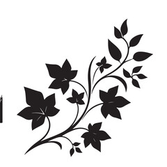 Ivy Branch Silhouette Vector Design with Elegant Leaf Details