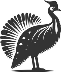 Black illustration vector of a cassowary bird silhouette drawing