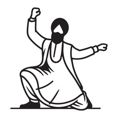 Silhouette Punjabi Man Dancing Vector Illustration Celebrating Culture