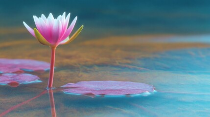 Pink lotus flower in tranquil water