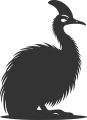 Black illustration vector of a cassowary bird silhouette drawing