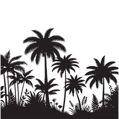 Tropical Palm Tree Silhouette Background Vector Illustration Landscape