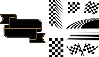 Vector race flag checkered banner ribbon design element for racing events and sports competition graphics editable stock vector illustration