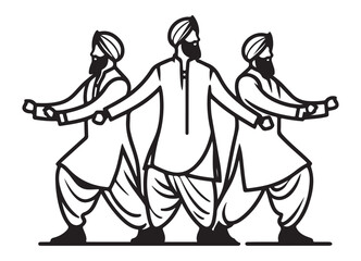 Festive bhangra dance silhouette vector for joyful celebration events