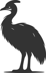Black illustration vector of a cassowary bird silhouette drawing