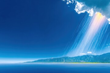 Vast expanse of a serene blue sky and sea
