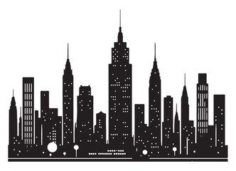 Naklejka premium Stunning Black Silhouette of New York City Skyline Vector Illustration