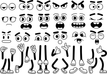 Cartoon character vector design elements for animation and illustration assets pack for designers editable stock vector illustration