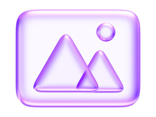 Purple image icon, representing gallery, photo library, media upload, or visual content, 3d rendering