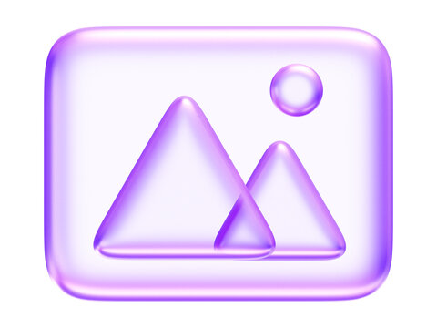 Purple image icon, representing gallery, photo library, media upload, or visual content, 3d rendering