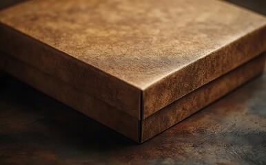 Fototapeta premium Antique Wooden Box Mockup with Warm Textured Finish