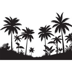 Tropical Palm Trees Silhouette Illustration for Exotic Landscape Designs