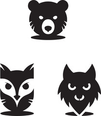 Cow silhouette vector set, black cow icon vector bundle