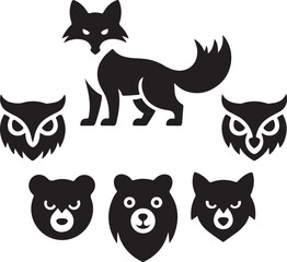 Cow silhouette vector set, black cow icon vector bundle