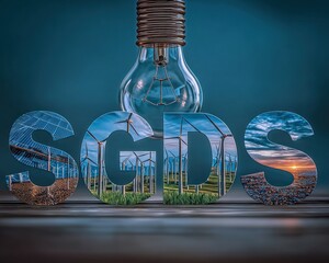 Sustainable Development Goals (SDGs) illuminated by a light bulb