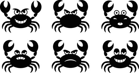 Crab cartoon vector illustration set with different emotions and expressions cute and funny sea animal editable stock vector illustration