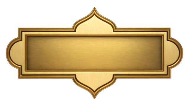 Elegant gold ornate frame blank sign isolated on transparent background
