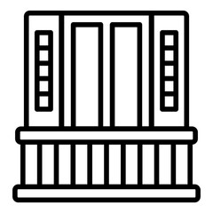 triple window balcony outline icon for spacious apartment facade